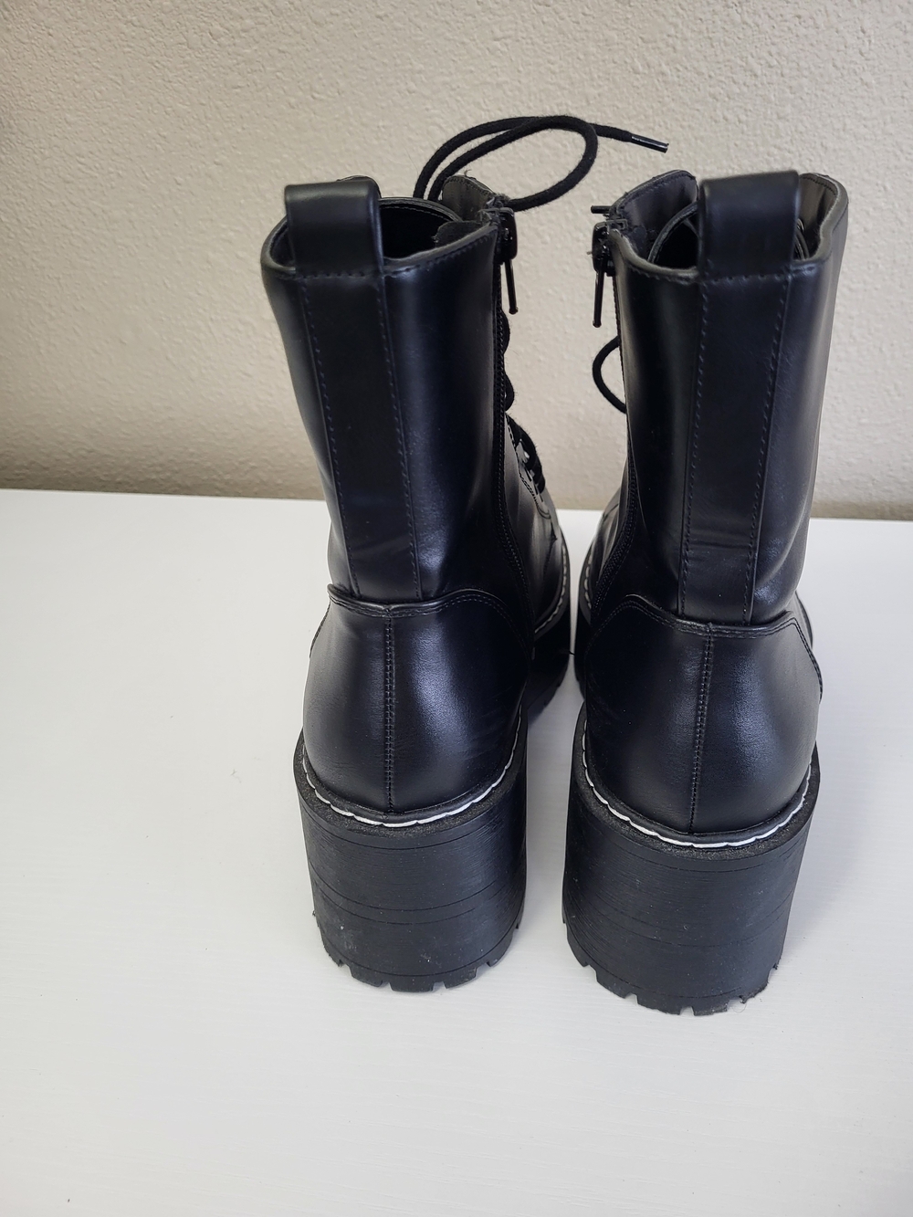 Soda Black Lace-Up Platform Combat Boots - Women Size 11 - Picture 10 of 11